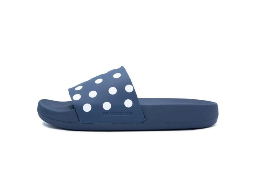 Women Brandblack | Women'S Kashiba-Lux Print Slide Navy With White Dot